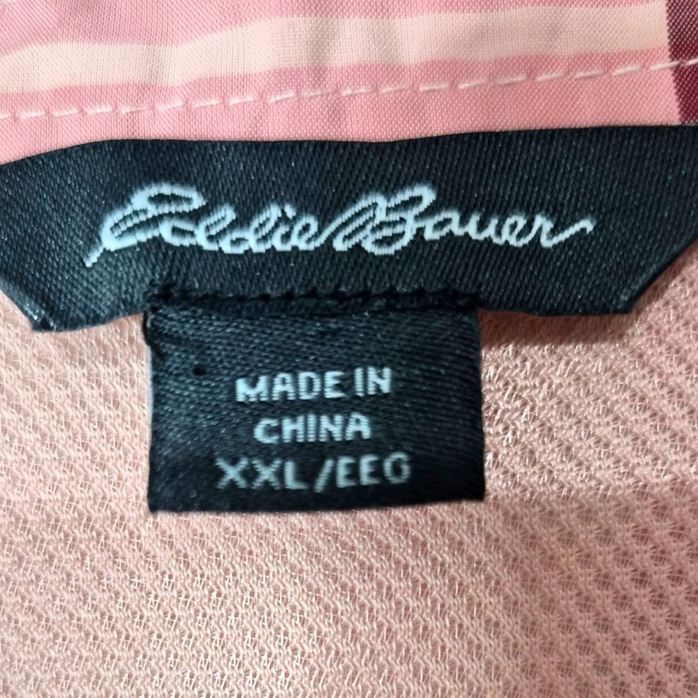 Eddie Bauer XXL Pink Plaid Short Sleeve Hiking Button Up Shirt Breathable - Picture 2 of 7